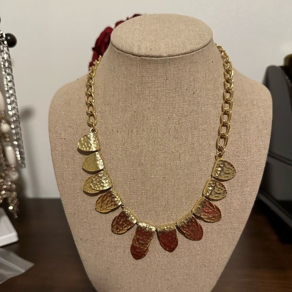 Vintage Signed Ultra Craft Gold Tone Statement Necklace